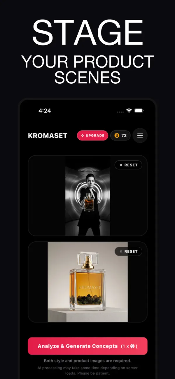 KromaSet neural staging preview with photorealistic lighting and shadows